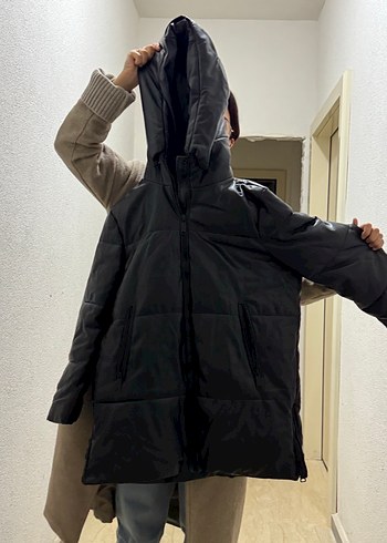 Siyah Deri Kadın Midi Mont - Görsel 2