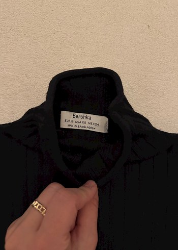 Siyah Balıkçı Yaka Uzun Kollu Kadın Kazak - Görsel 2