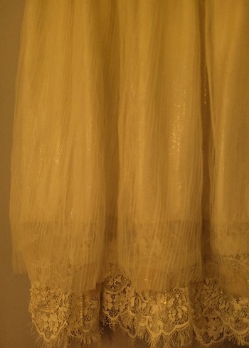 Zara Bej Dantel Detaylı Midi Bohem Etek