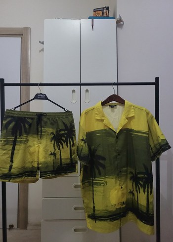 Kısa Kollu Oversize Gömlek Şort takım