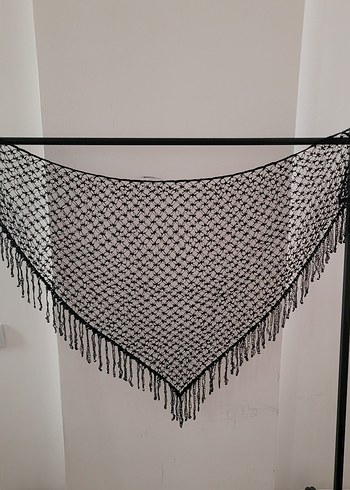  Beden siyah Renk El örgüsü boncuk işlemeli büyük boy dantel şal