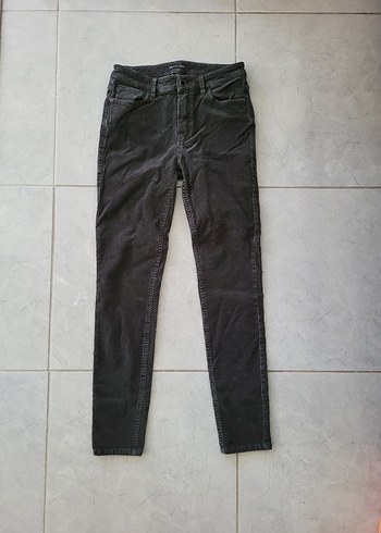 Massimo Dutti Gri Kadin Denim Pantolon Normal Boy