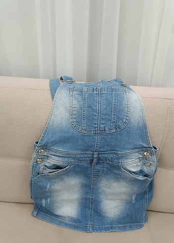 Kızlar için Mavi Kot Salopet - Görsel 4