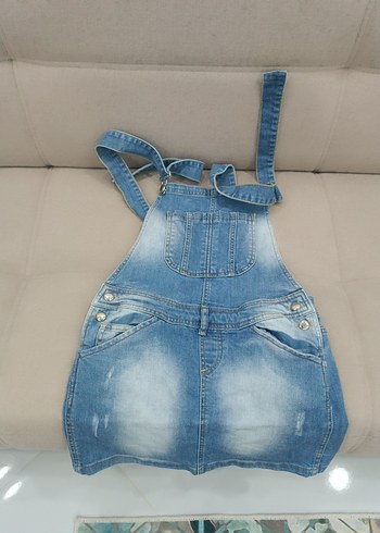 Kızlar için Mavi Kot Salopet - Görsel 2