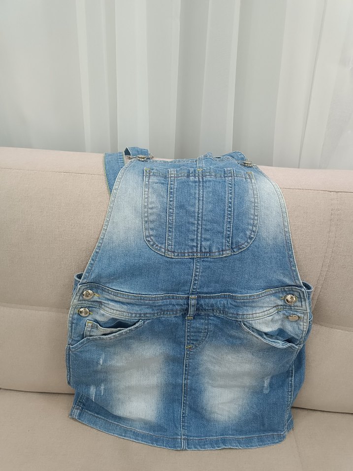 Kızlar için Mavi Kot Salopet - Görsel 4