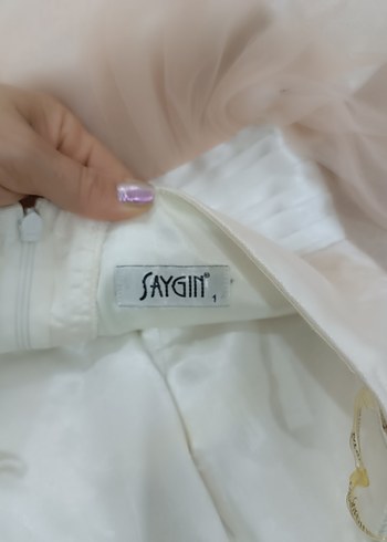 somon rengi mini tüllu abiye elbise - Görsel 7