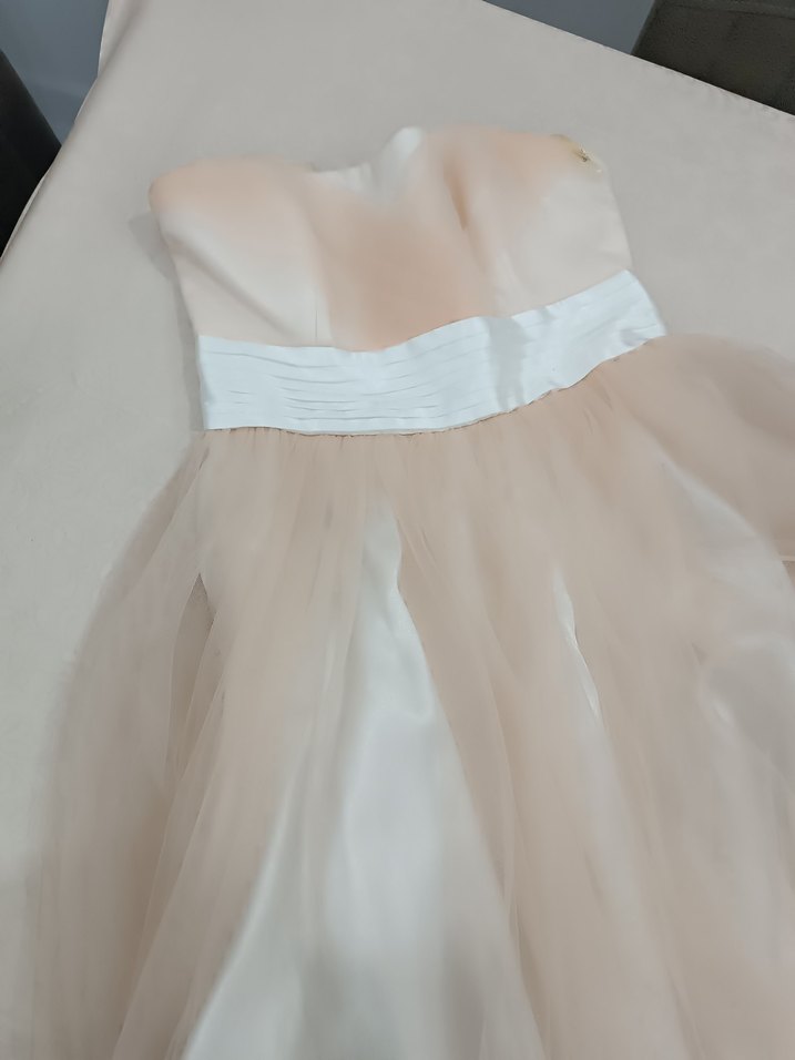 somon rengi mini tüllu abiye elbise - Görsel 5