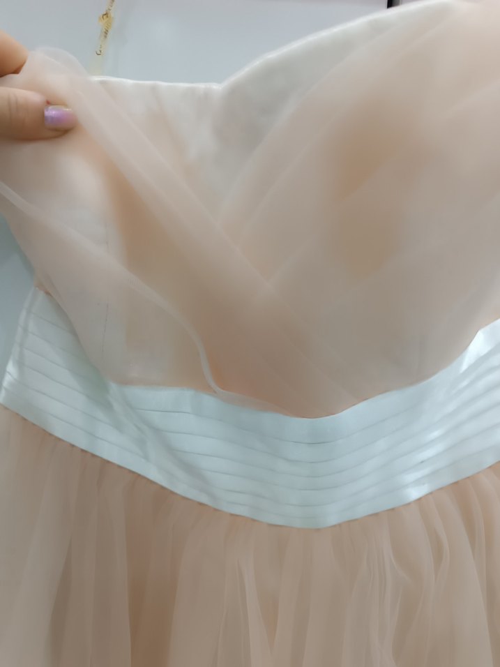 somon rengi mini tüllu abiye elbise - Görsel 3