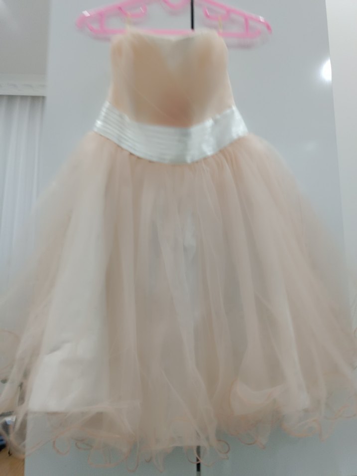 somon rengi mini tüllu abiye elbise - Görsel 2