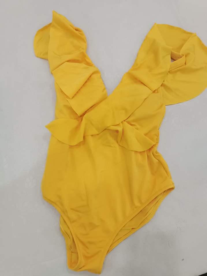 Sarı Fırfırlı Bohem Kadın Mayo - Görsel 2