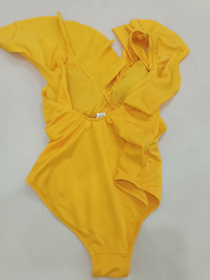 Sarı Fırfırlı Bohem Kadın Mayo - Görsel 3