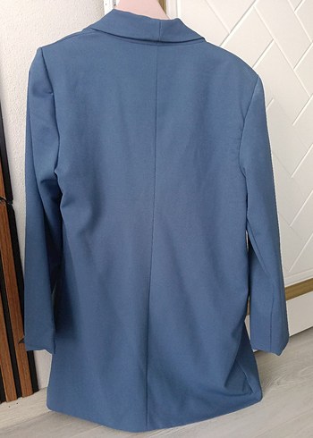 Mavi Kadın Düğmeli Ofis Blazeri - Görsel 3