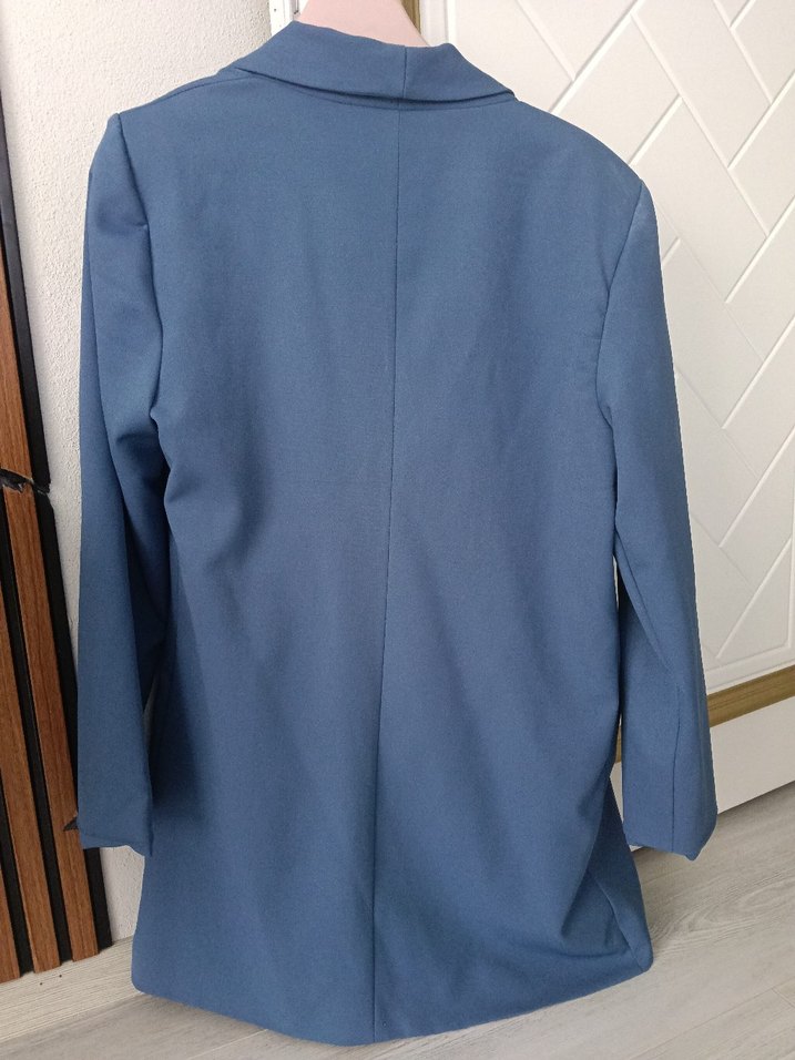 Mavi Kadın Düğmeli Ofis Blazeri - Görsel 3