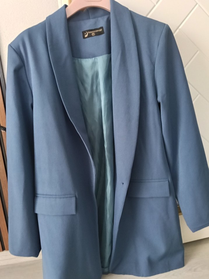 Mavi Kadın Düğmeli Ofis Blazeri - Görsel 2