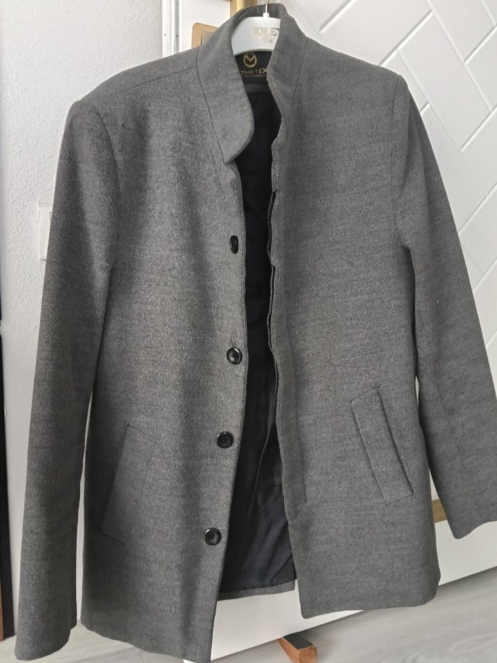 Düğmeli Gri Midi Erkek Kaban - Görsel 2