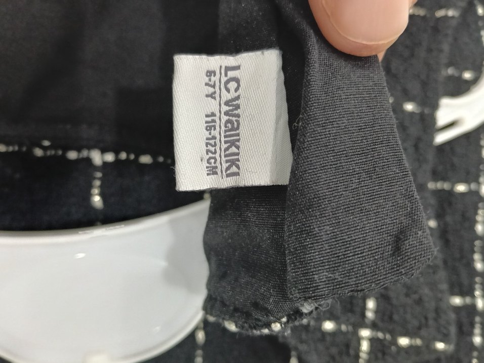 Kareli Triko Kız Çocuk Elbise - Görsel 3