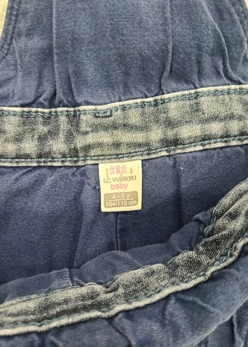 Kız Çocuk Gri Denim Askılı Tulum - Görsel 2