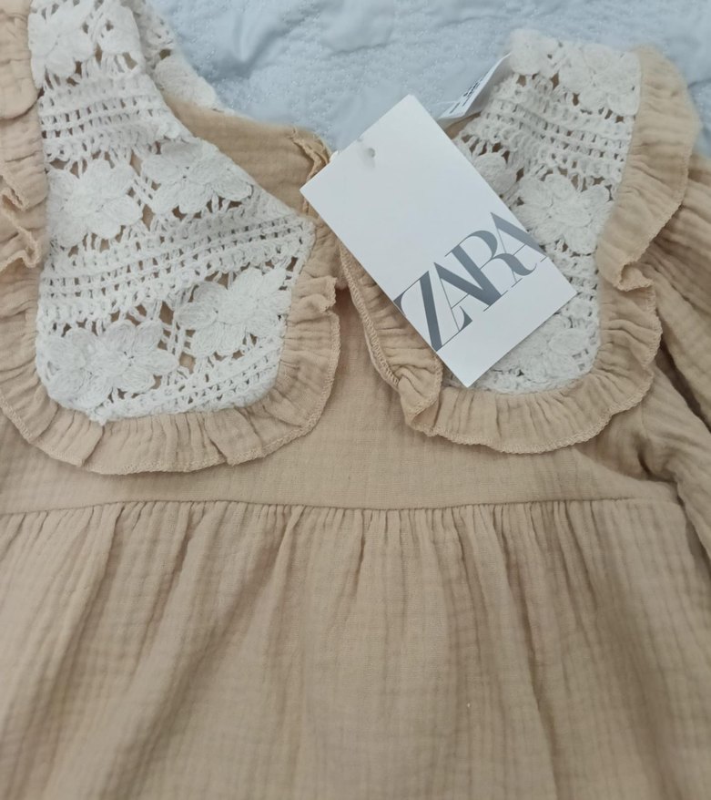 Bej Keten Bohem Uzun Kollu Hamile Bluzu - Görsel 3