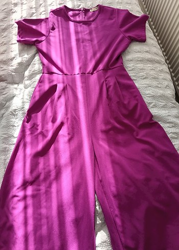 Mor Uzun Kollu Salaş Kadın Tulum - Görsel 2