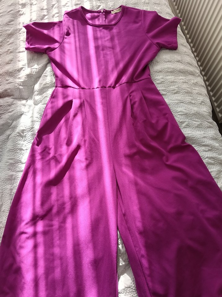 Mor Uzun Kollu Salaş Kadın Tulum - Görsel 2