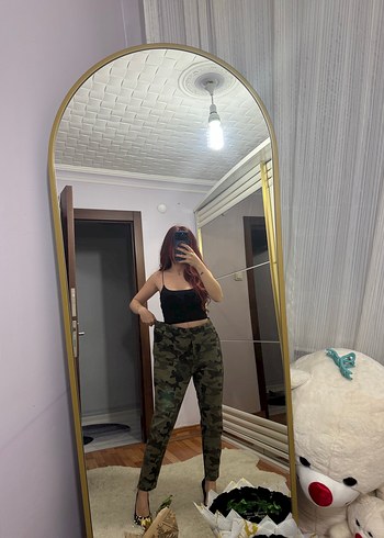Kadın Haki Kamuflaj Street Style Pantolon4 - Görsel 2