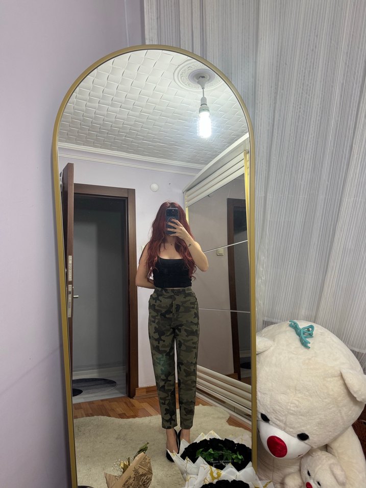 Kadın Haki Kamuflaj Street Style Pantolon4 - Görsel 3