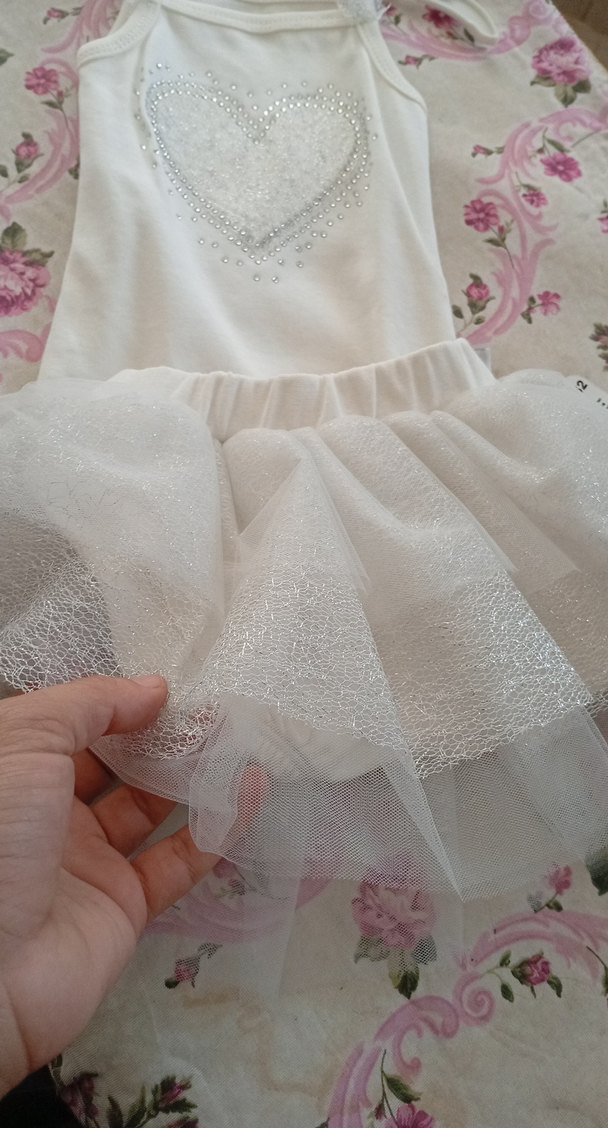 Kolsuz Beyaz Kız Çocuk Elbise - Görsel 2