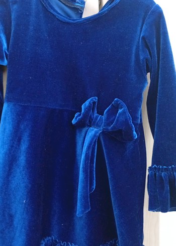 Kız Çocuk Lacivert Kadife Elbise - Görsel 2