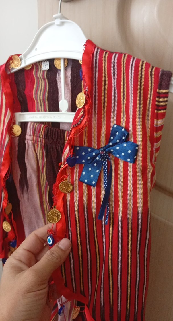 Kız Çocuk Çok Renkli Bohem Düğmeli Yelek - Görsel 2