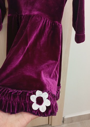 Uzun Kollu Mor Kız Çocuk Elbisesi - Görsel 2