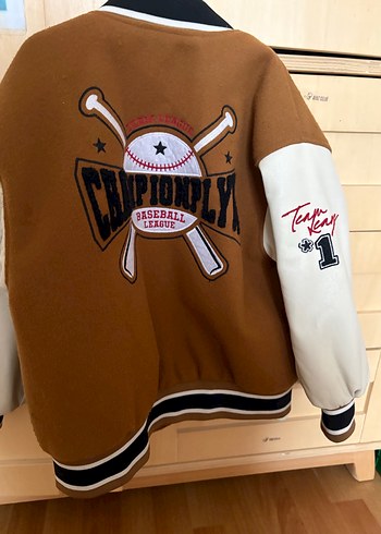 Düğmeli Kahverengi Deri Bomber Ceket - Görsel 3