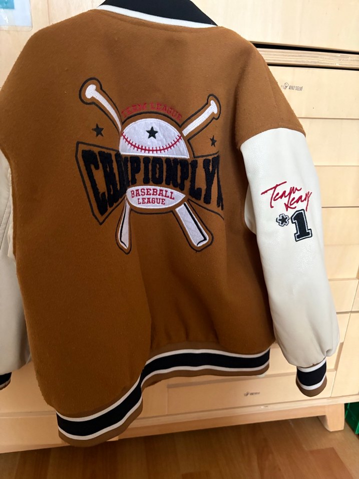 Düğmeli Kahverengi Deri Bomber Ceket - Görsel 3