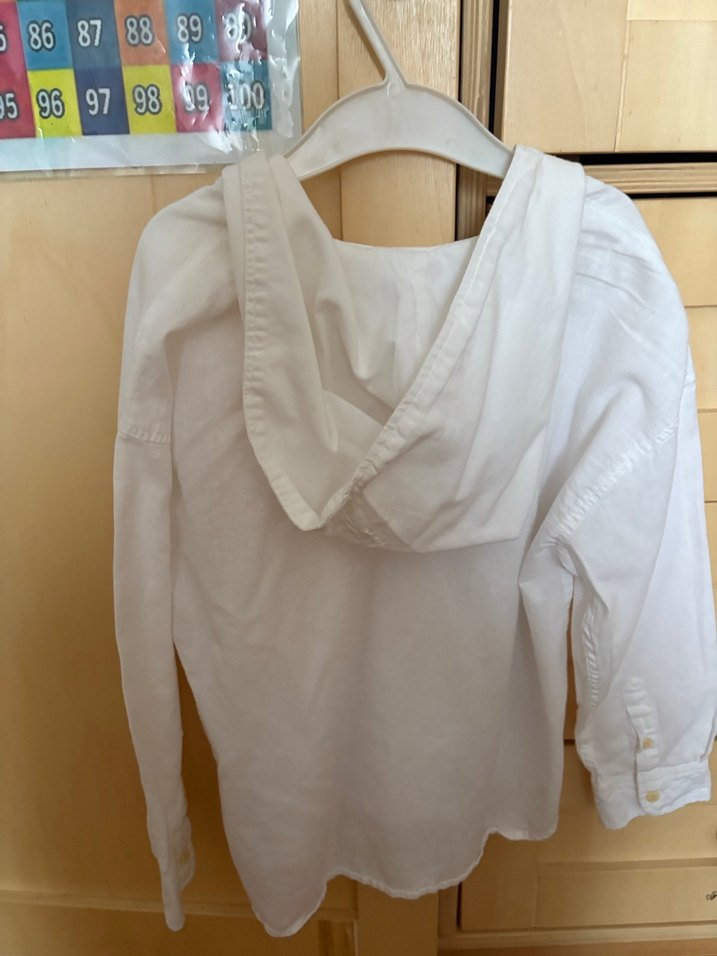 Beyaz Keten Erkek Gömlek V Yaka - Görsel 3