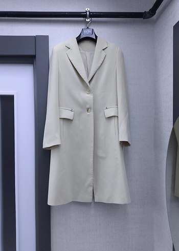 Krem uzun kadın ceket - Görsel 2