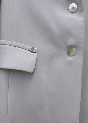 Krem uzun kadın ceket - Görsel 3