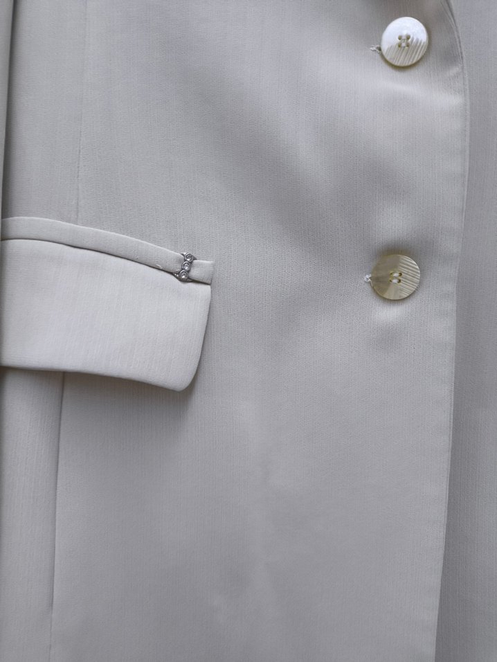 Krem uzun kadın ceket - Görsel 3