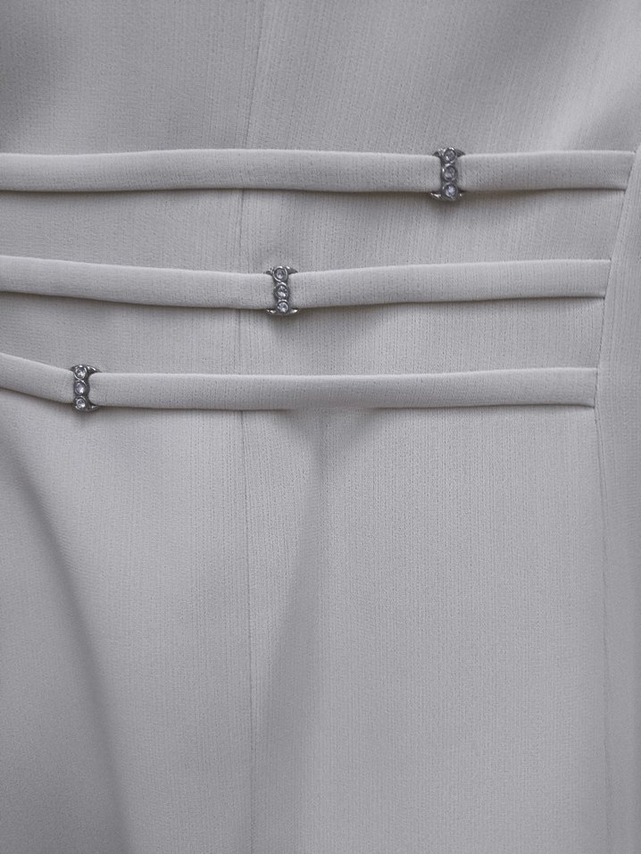 Krem uzun kadın ceket - Görsel 5