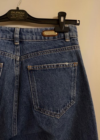 Kadın Koyu Mavi Bol Kesim Denim Pantolon - Görsel 3
