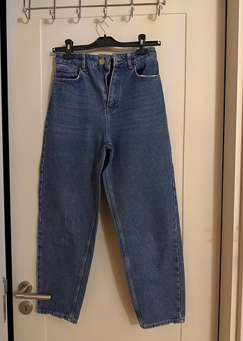 Kadın Koyu Mavi Bol Kesim Denim Pantolon - Görsel 2