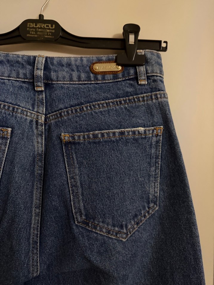 Kadın Koyu Mavi Bol Kesim Denim Pantolon - Görsel 3