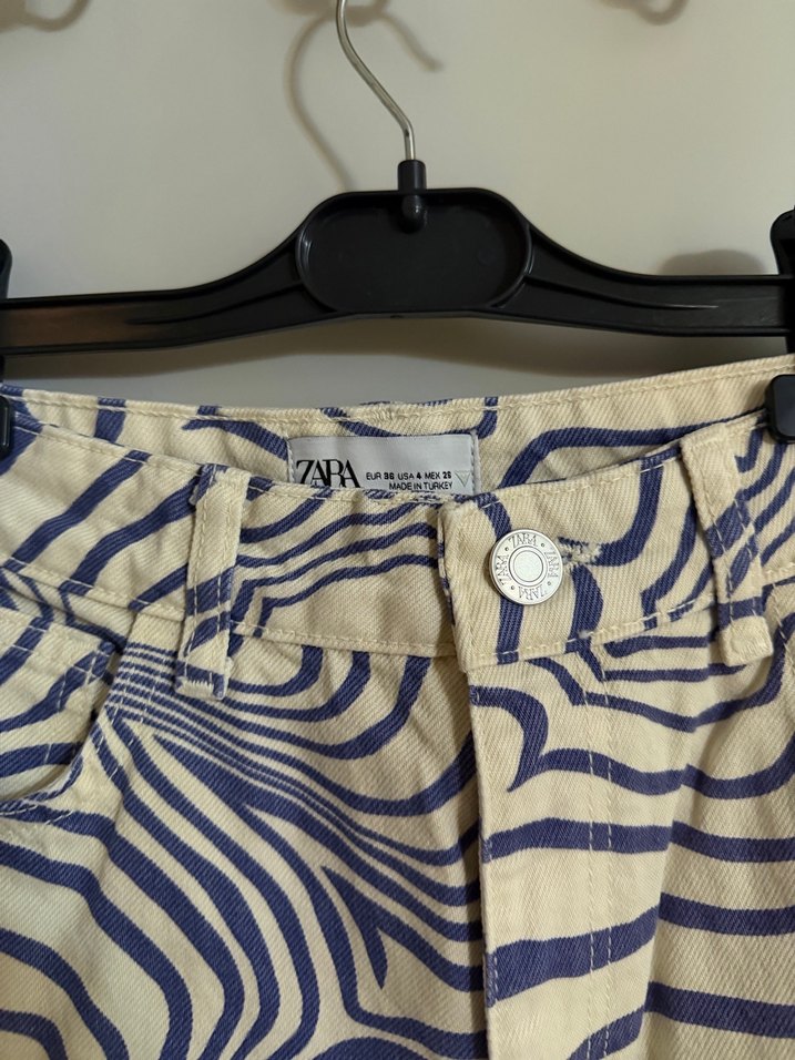 Mavi Batik Desenli Midi Kadın Jean - Görsel 2