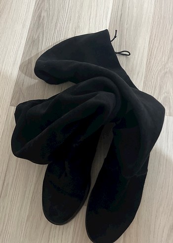 Siyah Diz Üstü Stiletto Topuklu Botlar