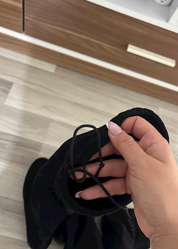 Elle Siyah Diz Üstü Stiletto Topuklu Botlar