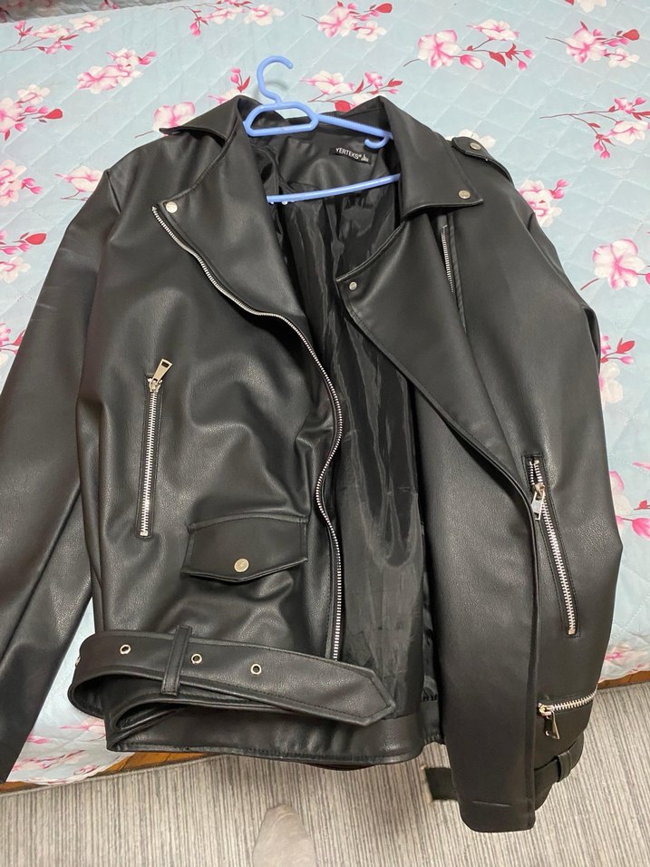 Siyah Deri Biker Ceket Kadın - Görsel 2