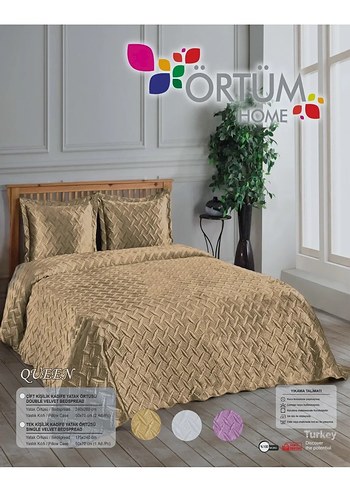 Gri Nakışlı Örtüm Home Queen Yatak Örtüsü - Görsel 2