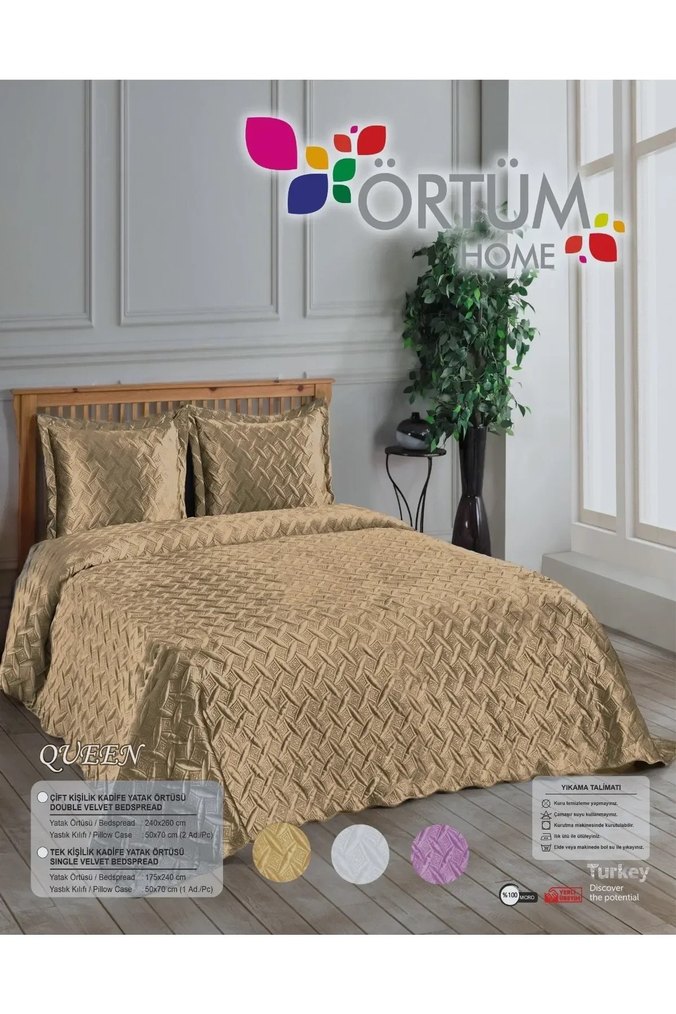 Gri Nakışlı Örtüm Home Queen Yatak Örtüsü - Görsel 2