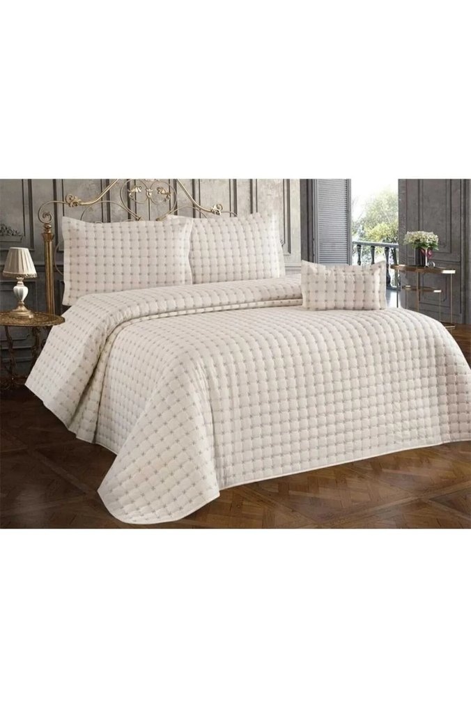 Beyaz Kareli Star Yatak Örtüsü - Görsel 2