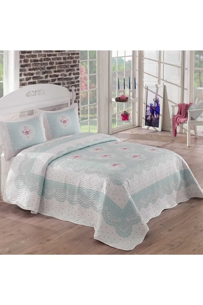 Clara Nakışlı Beyaz Pastel Yatak Örtüsü - Görsel 4