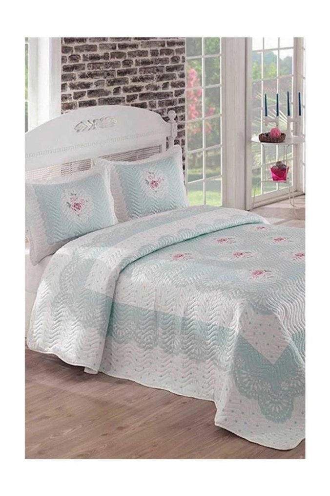 Clara Nakışlı Beyaz Pastel Yatak Örtüsü - Görsel 3