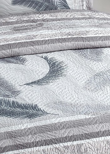 Gri Nakışlı Yatak Örtüsü Takımı - Görsel 3